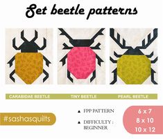 the pattern for this beetle quilt is easy to sew, and has three different colors