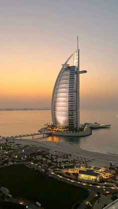 an aerial view of the burj al arab hotel in abu, united kingdom