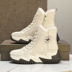 Winter Boots with Thick Sole and Soft Cotton Lining for Comfortable Leisure Olivia Mark, Winter Boots, Cowhide Leather, High Top, Leather Shoes, High Tops, Heel Height, Boots, Heels