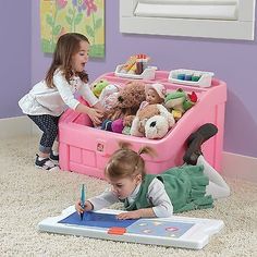 Step2 Lift  Roll Toy Box Kids Storage Chest Bins Organizer * Check out the image by visiting the link.Note:It is affiliate link to Amazon. White Toy Box, Personalised Wooden Toy Box, Wood Toy Box, Pink Toy, Kids Toy Boxes, Dog Toy Box, Wooden Toy Boxes, Box Toys, Toy Bins