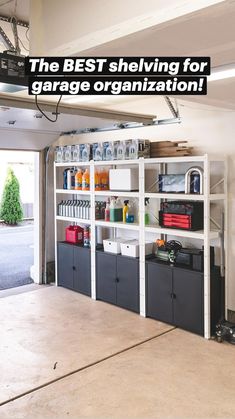 the garage is clean and ready to be used as a storage area for various items