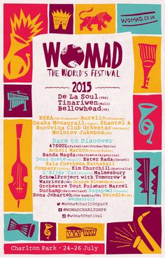 a poster for the women's festival with different colored shapes and colors on it