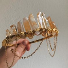 CITRINE GOLD SUN With Citrine Crystal Chips Crown Tiara Wedding Accessories Festivals Moon Jewellery Witchcraft Gift Yellow Crystals - Etsy Fairy Crowns, Sun Decor, Moon Jewellery, Yellow Crystals, Queen Goddess, Fairy Crown, Fairy Tale Wedding Dress, Tiara Wedding, Crystal Chips