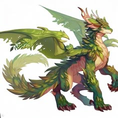 a drawing of a green and yellow dragon