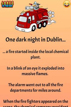 a fire truck with the words one dark night in dublin