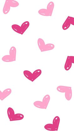 many pink hearts are flying in the air