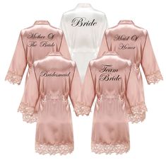 Satin Pajamas Wedding Robe Bridesmaid Sister Mother of the Bride Robes Lace Robe Female Lace Bathrobe Womens Robes Rose Gold Package: 1x bathrobe 🤍PRODUCT DIMENSIONS🤍 Please refer to the listing's photo.  🤍SHIPPING🤍 Estimate Delivery Time: 10-15 working days worldwide. This is an estimate only. We always try our best to have your item(s) delivered on time however sometimes there might be some delays which are beyond our control. Your understanding in such circumstances will be greatly apprec Luxury Pink Robe For Women, Pink Satin Party Robe, Bride Bathrobe, Bride And Bridesmaid Robes Rose Gold, Le Rose Bridal Robes, Luxury Pink Satin Robe, Bride Robe Lace, Pink Silk Robe, Wedding Robes Bridesmaids