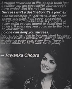 a black and white photo with a quote from priyanka chopra