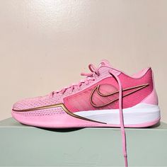 2024 Women Nike Air Sabrina 1 Nike By You Nby Think Pink Size 10.5 Rare Used Ds 9.5/10 Great Wearable Condition Like New, No Box Ask Any Questions Pink Nike Basketball Shoes, Sabrina 1 Shoes, Bb Shoes, New Basketball Shoes, Preppy Fits, Track Shoes, Women Nike, Think Pink, Nike Basketball Shoes