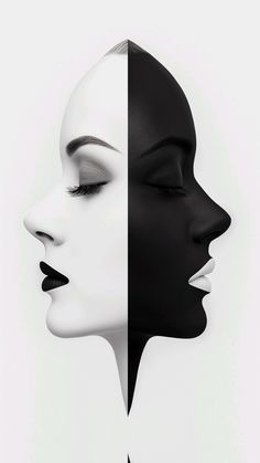 two women's faces are shown in black and white