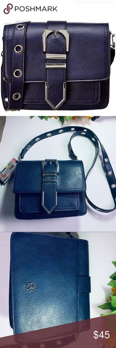 Christian Lacroix Elisabeth Shoulder Bag Navy Blue (Ink) very stylish, multiple compartments and pockets.   🌻Width: 8” 🌻Length:6.5” 🌻Depth: 3.5” 🌻Condition:NWT  🌻Free feel to ask questions, make an offer, bundle up or purchase  🌻Next business day shipping ( except weekends and holidays) 🌻Smoke and Pet Free Home 🌻Due to lightning, colors may look slightly different than real 🌻Flat measurements, please notice that they are approximately 1160 Christian Lacroix Bags Shoulder Bags Silver-tone Crossbody Shoulder Bag, Blue Flap Bag With Adjustable Strap For Formal Occasions, Trendy Square Satchel With Branded Hardware, Blue Rectangular Satchel With Silver-tone Hardware, Blue Rectangular Shoulder Bag With Silver-tone Hardware, Evening Blue Flap Bag With Adjustable Strap, Blue Shoulder Bag With Metal Hardware For Everyday Use, Blue Rectangular Bags With Branded Hardware, Chic Crossbody Shoulder Bag With Hardware