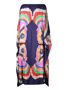 Explore bohemian elegance with RIANNA + NINA's Psaraki Paradisos Kaftan. Crafted in pure silk, this dress features a relaxed silhouette enhanced by a colorful print that captures the spirit of a tropical paradise.Composition: 100% Silk Elegant Multicolor Silk Dress, Silk Maxi Dress For Festival, Bohemian Silk Maxi Dress For Summer, Silk Bohemian Dresses For Vacation, Beachwear Dress With Silk Kimono Sleeves, Elegant Silk Maxi Dress For Festival, Beachwear Silk Maxi Dress In Multicolor, Multicolor Silk Dress With Kimono Sleeves, Multicolor Silk Maxi Dress For Festivals