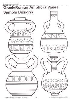 an image of greek vases coloring page with the text greek roman amphora vases sample designs