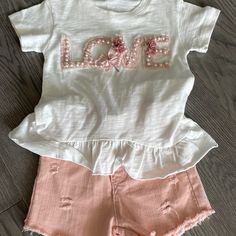 Brand New Never Worn. Size 4t, 100% Cotton, Elastic Band Waist. White Short Top For Playwear, White Shorts For Spring Playwear, White Shorts For Playwear In Spring, White Cotton Playwear Shorts, Ballet Shirts, Nike Set, Levis Jean Jacket, Velvet Flare Pants, Grey Jumpsuit