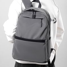 New Casual Men's Business Backpack Nylon Solid Color Large Capacity Student Schoolbag Travel Bookpack Waterproof Bags [23y 8m 10d] Gray Nylon Bag For Students, Gray Nylon School Backpack, Large Capacity Gray Nylon Backpack, Gray Large Capacity Nylon Backpack, Gray Nylon Backpack For Outdoor, Nylon Bags With Functional Pockets For Students, Gray Nylon Softback Backpack, Casual Gray Backpack For Commuting, Casual Gray Commuting Backpack