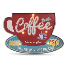 a neon sign that says fresh coffee have a cup and fine aroma hits the spot