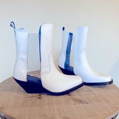 Nwt, Women’s, Eu Size 36, Us Size 6, Diesel D-Giudecca Mat - Cowboy Ankle Boots. White With Clear Ankle Shaft And Blue Leather Inside. These Are A Very Stylish Boot. Brand New Never Worn. Spring Ankle-high Heeled Boots With Contrasting Heel, Spring High-top Heeled Boots With Reinforced Heel, White High Ankle Boots With Sculpted Heel, Trendy High Heel Chelsea Boots For Spring, Trendy Chelsea Boots With Stacked Heel For Spring, White Ankle Boots With Sculpted Heel, White Ankle Heeled Boots With Sculpted Heel, Modern White Heeled Boots With Sculpted Heel, Spring Chelsea Boots With Reinforced Heel And Pointed Toe