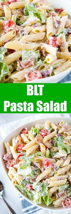 two pictures of pasta salad with broccoli and tomatoes