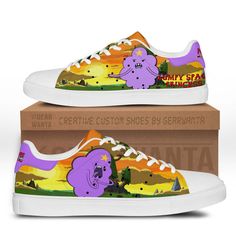 Adventure Time Lumpy Space Princess Stan Shoes Custom-Gear Wanta Adventure Time Lumpy Space Princess, Adventure Time Lumpy Space, Clean White Leather, Lumpy Space, Lumpy Space Princess, Space Princess, Tennis Legends, Smith Shoes, Green Heels