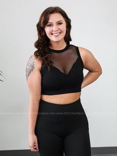 Black Mesh Sports Bra - Lot21 Boutique Athleisure Mesh Sports Bra With Built-in Bra, Mesh Sports Bra With Built-in Bra For Light Exercise, Black Mesh Sports Bra With Built-in Bra, Mesh Racerback Activewear With Built-in Bra, Fitted Sleeveless Mesh Sports Bra, Mesh Sleeveless Yoga Activewear, Sleeveless Mesh Yoga Activewear, Summer Workout Sports Bra With Mesh Back, Stretch Mesh Sleeveless Sports Bra