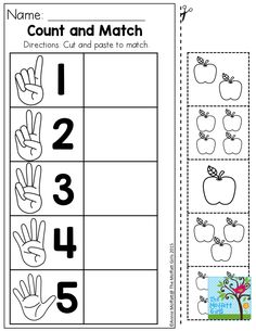 an apple themed counting and matching activity for children to practice numbers in their hands,