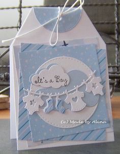 This card is cute, but there's a great tip for layering at this site! Baby Boy Cards, Shower Cards, Baby Shower Invitaciones, Baby Shower Cards