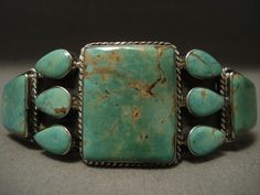 MIND BLOWING VINTAGE NAVAJO ""NATURAL TURQUOISE"" SILVER BRACELET Groovy Jewelry, Antique Turquoise Jewelry, Navajo Turquoise Jewelry, Turquoise Silver Bracelet, Turquoise Bracelets, Vintage Silver Jewelry