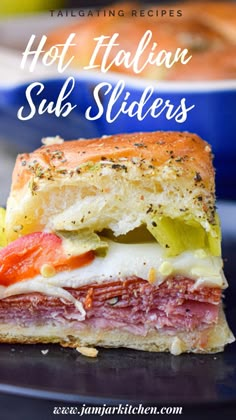 One Italian sub slider Hot Italian Sub Sliders, Seasoned Butter, Italian Deli, Grilled Peppers