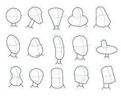 how to draw cartoon character heads with different poses and shapes for each character in the game