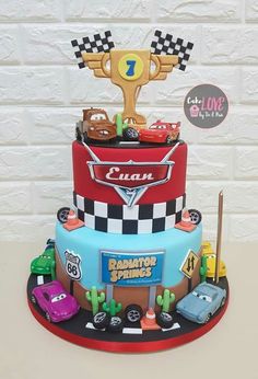 Disney Car Cake, Cars 3 Cake, Pixar Cars Birthday Cake, Cars Birthday Party Cake, Cars Disney Cake, Cars Theme Birthday Cake, Pixar Cars Cake, Cars Cake Ideas, Disney Cars Birthday Cake