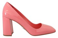 Prada Pink Patent Leather Block Heels Pumps Classic Model Heels, High Heel Stiefel, Shoes Model, Leather Block Heels, Pink Heels, Shoes Heels Pumps, Heels Pumps, Brand Store, Prada Shoes