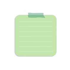 a clipboard with a green paper attached to it