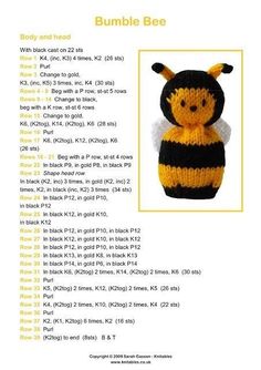 a crocheted stuffed animal with a bee on it's head and chest