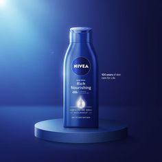 a bottle of nivea on a blue background