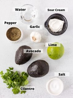 the ingredients to make avocado are shown here