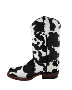 Little cowgirls will feel like the stylish new sheriff in town in these adorable cow print cowgirl boots. An elevated heel boosts this pair up for high fashion appeal, while soft plush fabric details the entirety of the fabulously feminine Western-style girl boot. 1'' heel 7.5'' shaft 9.5'' circumference Pull-on Fabric outer Leather lining Leather sole Imported White Snip Toe Mid-calf Boots For Western-themed Events, White Mid-calf Boots For Winter Rodeo, White Calf Hair Boots For Fall, Fort Worth Stockyards, Plush Fabric, Girls Boots, Fabric Details, Western Outfits, Cow Print