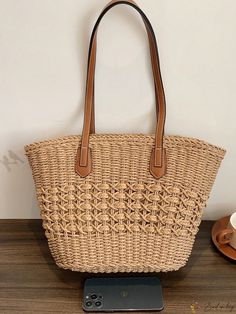 Bird in Bag - Womens Elegant French Vacation Beach Tote Bag - Large Capacity Straw Shoulder Bag, Vintage Summer Grass Woven Design - Versatile Handbag for Daily Use, Seaside Travel, and Stylish Shopping - Portable Double Handle, Essential Travel Accessories Casual Beige Straw Bag With Large Capacity, Beige Crochet Bucket Bag For Vacation, Casual Woven Beach Bag For Daily Use, Beach Season Large Capacity Beige Shoulder Bag, Straw Bucket Bag For Daily Use, Casual Large Capacity Rectangular Straw Bag, Beige Straw Bucket Bag For Daily Use, Beige Straw Bag For Daily Use, Casual Large-capacity Rectangular Straw Bag