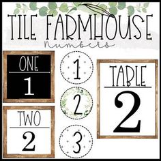 the farmhouse house number one table numbers are shown in black and white with green leaves