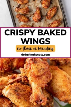 crispy baked wings with text overlay