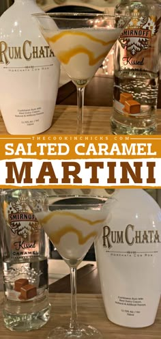 This season calls for some Salted Caramel Martini! It's the perfect holiday cocktail recipe to serve at your party. Mixed with RumChata, this caramel vodka drink is a Christmas drink everyone will enjoy! Rumchata Drinks, Salted Caramel Vodka, Salted Caramel Candy, Caramel Apple Martini, Rumchata Recipes, Martini Ingredients