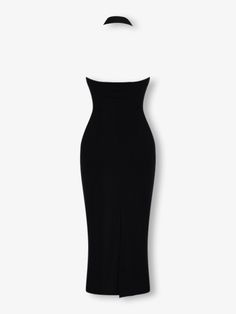 Introducing the st moritz midi dress, cut from high-quality polyester. Featuring a sexy backless design and one-shoulder neckline, this dress sculpts and shapes, enhancing an hourglass figure for an elegant look. Black Strapless Bodycon Dress For Gala, Sleek Strapless Bodycon Dress For Evening, Gala Midi-length Bodycon Dress, Fitted Strapless Midi Dress For Cocktail, Fitted Strapless Midi Dress For Cocktail Occasions, Chic Bodycon Dress With Straight Neckline For Evening, Strapless Bodycon Midi Dress, Sleek Strapless Bodycon Dress For Formal Occasions, Sleek One Shoulder Evening Dress