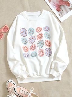 Women Sweatshirts, Shein Outfits, Dropped Shoulder Sweatshirt, Cute Preppy Outfits, Sweatshirts Pattern, Cute Sweatshirts, Round Neck Sweaters, Really Cute Outfits