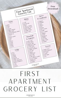 the first apartment grocery list on a plate