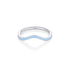 Add a pop of color and movement to your wedding stack with our Something Blue Enamel Wave Band. Inspired by the delicate hue of robin egg's blue, this dainty piece makes a subtle yet captivating statement. It's the perfect 'something blue' for a bride-to-be. Please note: this design is non-resizable. Blue Enamel Ring With Polished Finish, Blue Enamel Polished Round Ring, Blue Polished Enamel Ring, Elegant Blue Jewelry With Smooth Bezel, Elegant Blue Enamel Ring, Blue Enamel Jewelry For Anniversary, Blue Minimalist Jewelry With Polished Finish, Classic Blue Enamel Jewelry, Minimalist Blue Jewelry With Polished Finish