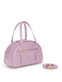 This small, uniquely shaped bag features soft, non-rigid handles and a detachable shoulder strap, offering both handheld and shoulder-carry options. Its distinctive half-circle design adds a playful touch, and the inclusion of a zipper pocket and a zippered opening enhances its practicality. Made in Italy Italian Leather Handmade by Experts Light Purple Purse, Anello Bag, Teddy Blake, Kawaii Bags, Luxury Bags Collection, Purple Purse, Stylish Lifestyle, Work Tote Bag, Sling Bags