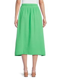 If You're Looking For Something Stylish And Edgy, This Midi Skirt Is The Item For You. Elasticized Waist Pull-On Style Raw Edge Hem A-Line Silhouette Cotton Hand Wash Made In Usa. Womens - W Trend Separates > Saks Off 5th. Nation Ltd. Color: Midori. Size: S. Green Skirt For Daywear, Green Lined Skirt For Daywear, Green Skirt For Summer Daywear, Nation Ltd, Raw Edge, Stuart Weitzman, Access Denied, Midi Skirt, Made In Usa