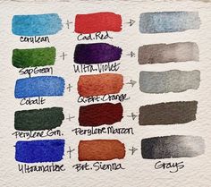 the different colors of watercolors are shown in this drawing book, which shows how they