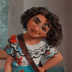 an animated woman with glasses and a purse