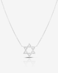 Star of David Necklace – Ring Concierge Sterling Silver Fine Jewelry Necklace, Silver Diamond Long Necklace, Sterling Silver Necklaces With Fine Jewelry Style, Sterling Silver Necklace With Fine Jewelry Style, Fine Jewelry Sterling Silver Necklace With Sterling Silver Clasp, White Gold Sterling Silver Fine Jewelry Necklace, Sterling Silver Custom Necklace For Formal Occasions, Classic Sterling Silver Pendant Necklace, Formal Sterling Silver Necklace With Delicate Chain