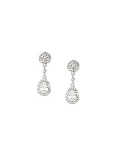 Silver Crystal Cubic Zirconia Teardrop Shaped Dangle Earrings Lauren Snyder, Silver Crystal, Wedding Earrings, Fashion Earrings, Womens Watches, Women's Earrings, Cubic Zirconia, Jewelry Watches, Dangle Earrings